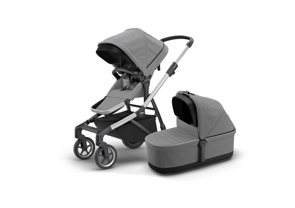 Poussette Thule Sleek - Châssis Silver + Nacelle - Grey Melange