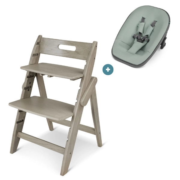 Moji Yippy Trunk High Chair - Cashmere + Newborn Seat - Mint