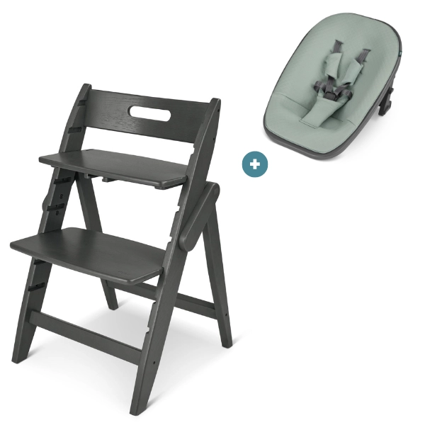 Moji Yippy Trunk High Chair - Pearl + Newborn Seat - Mint
