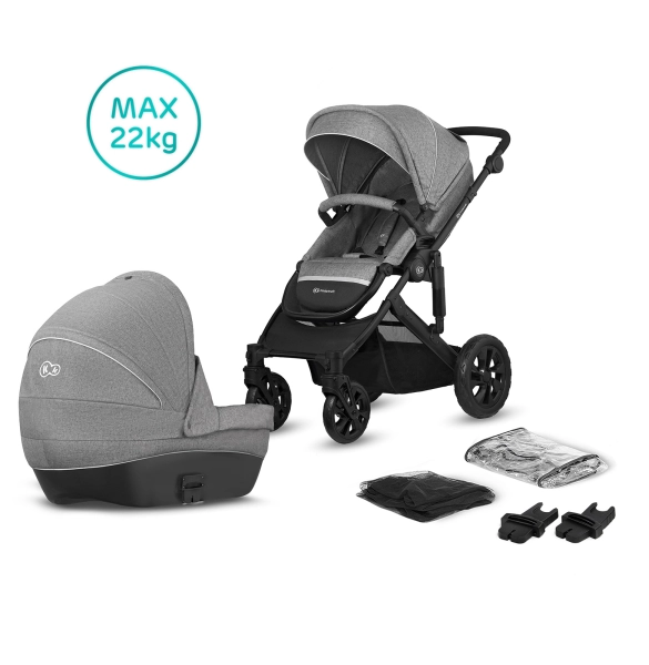Poussette Kinderkraft Prime Lite + Nacelle - Grey