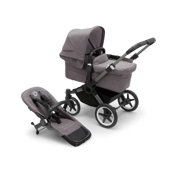 Poussette Bugaboo Donkey 5 Mono - Châssis Graphite + Nacelle - Gris Chiné