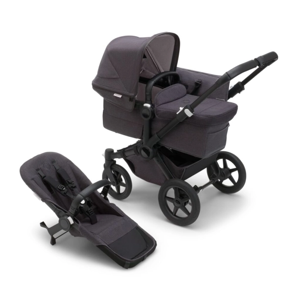 Poussette Bugaboo Donkey 5 Mono Mineral - Châssis Noir + Nacelle - Noir Délavé