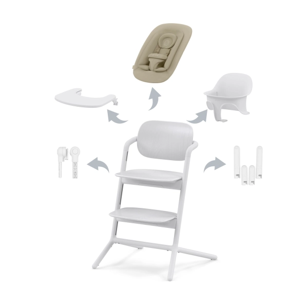 Chaise Haute Cybex Lemo 2 Set 4-en-1 + Transat - All White