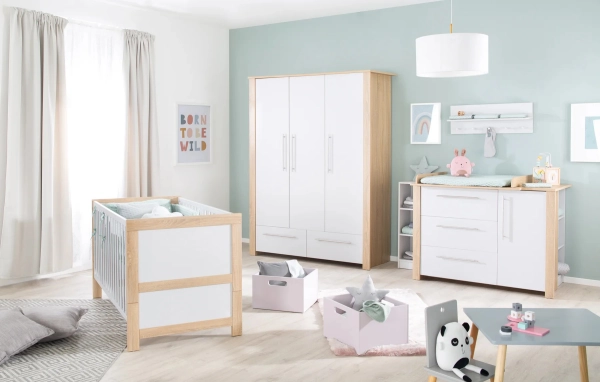 Chambre d'enfant 3 pcs Smile - Lit bébé + Commode à langer + Armoire –  roba