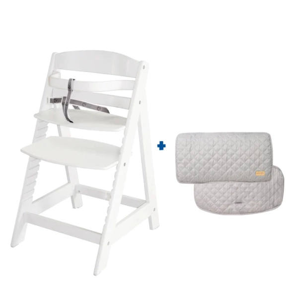 Chaise Haute Roba Sit Up 3 - Blanc + Coussins d'Assise Roba Style - Gris