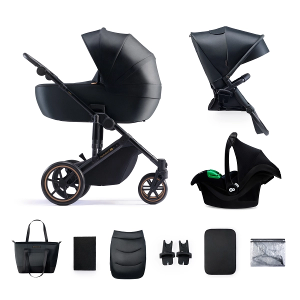 Poussette Kinderkraft Prime 2 + Nacelle + Coque Auto Mink Pro - Venezian Black