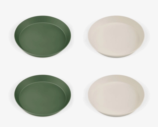 Lot 4 Assiettes Végétales Citron - Vert/Creme