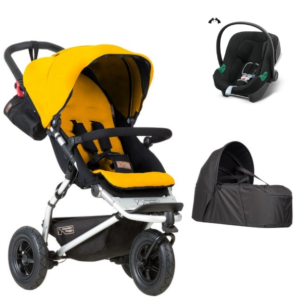 Poussette Mountain Buggy Swift - Gold + Cocoon V2 + Coque Auto Cybex Aton B2 - Volcano Black