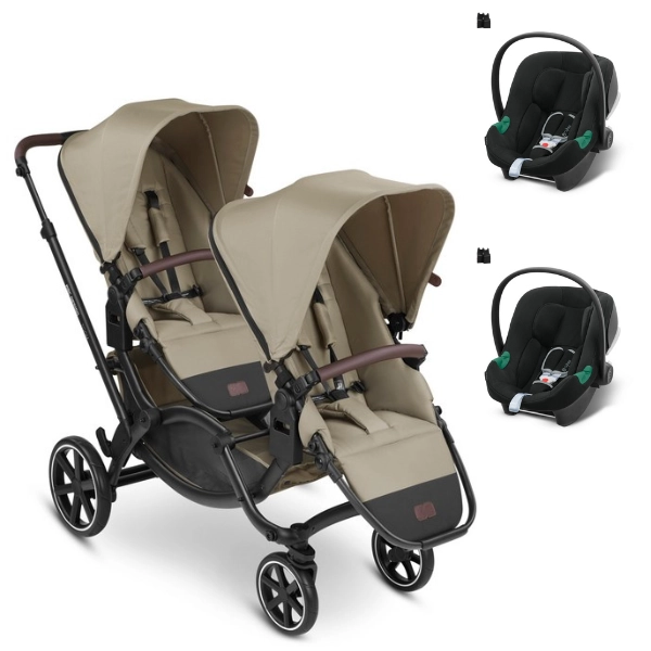 Poussette Double ABC Design Zoom - Reed + 2 Coques Auto Cybex Aton B2 - Volcano Black (2023)