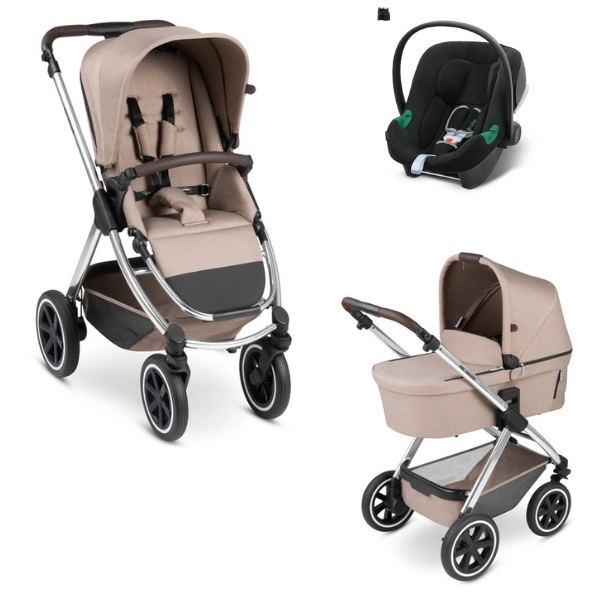 Poussette ABC Design Samba + Nacelle - Grain + Coque Auto Cybex Aton B2 - Volcano Black