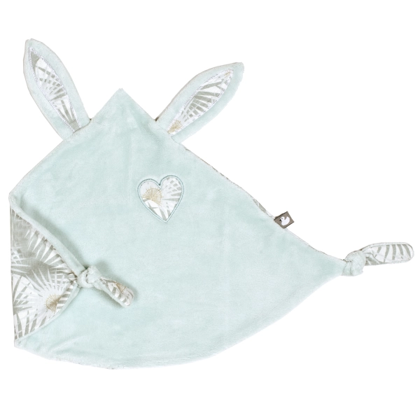 Doudou lapin petit cœur BB&Co  palmier / céladon