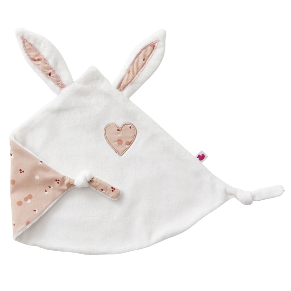 Doudou lapin petit cœur BB&Co  blanc/nude/marsala