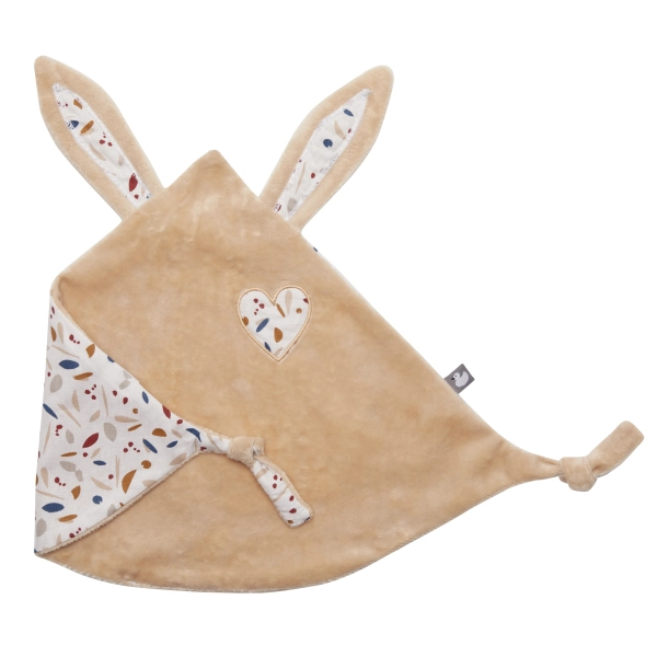 Doudou lapin petit cœur BB&Co  sable / imp. terrazzo