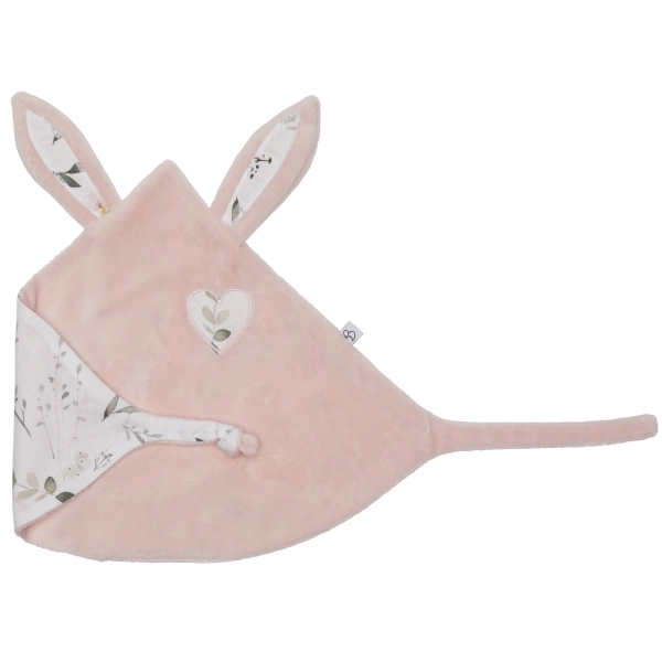 Doudou lapin petit cœur BB&Co  - blush / imp. botanique