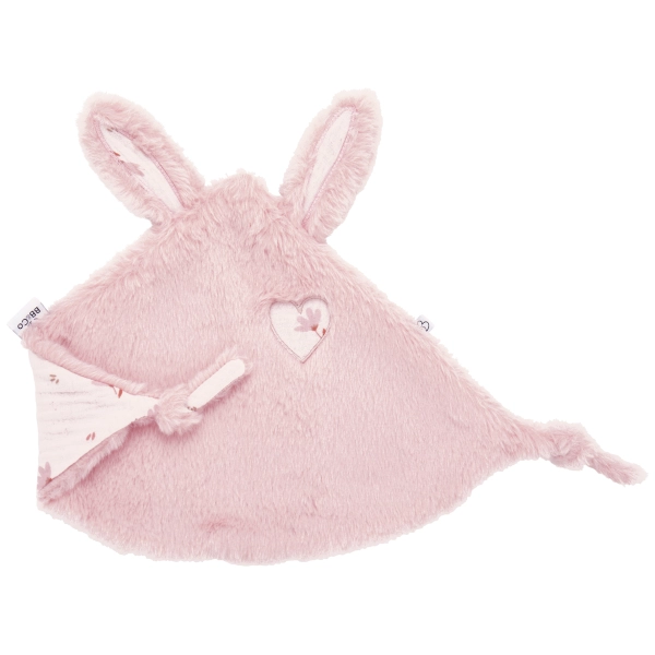 Doudou lapin petit cœur BB&Co  - fausse fourrure pétale / gaze de coton imprimé