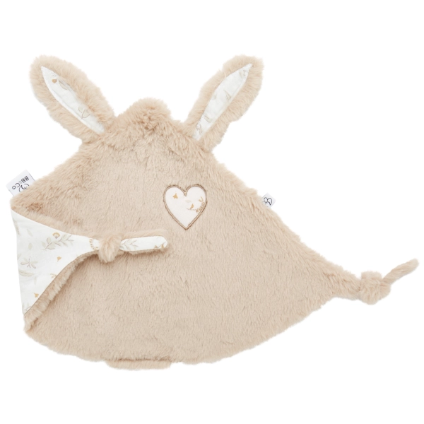 Doudou lapin petit cœur BB&Co  - fausse fourrure beige / coton imprimé