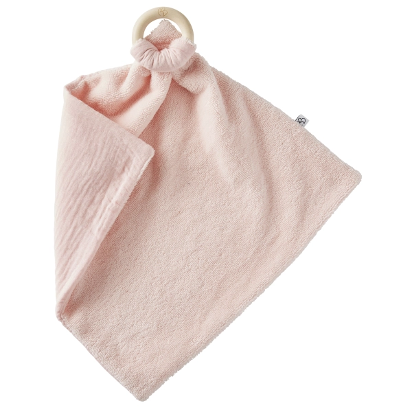 Doudou bi-matière avec anneau de dentition BB&Co - rose blush