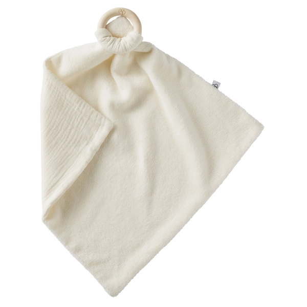 Doudou bi-matière avec anneau de dentition BB&Co - mousse de lait