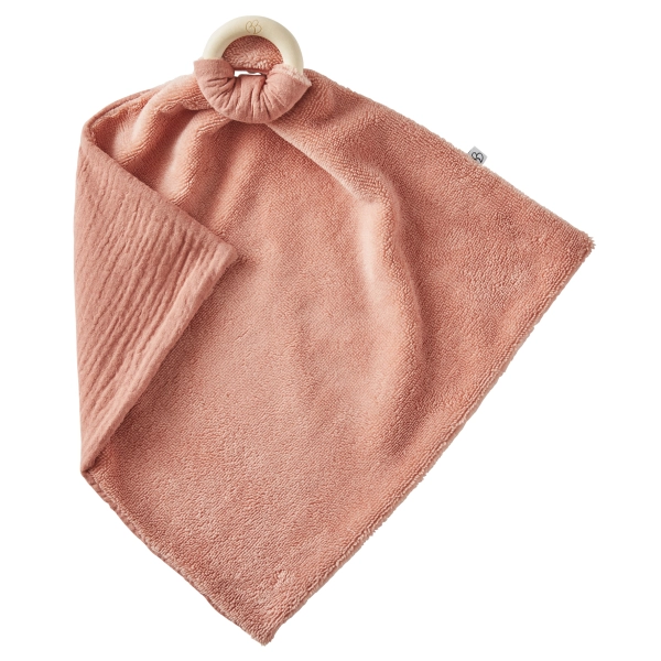 Doudou bi-matière avec anneau de dentition BB&Co - marsala