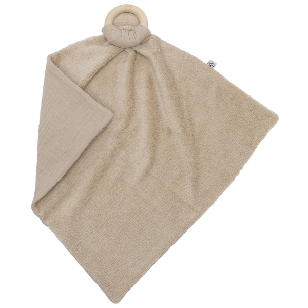 Doudou bi-matière avec anneau de dentition BB&Co - biscuit