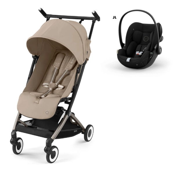 Poussette Cybex Libelle - Châssis Taupe/ Almond Beige + Coque Auto Cloud G i-Size - Moon Black