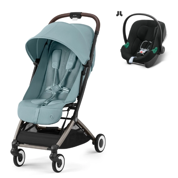 Poussette Cybex Orfeo - Châssis Taupe/ Stormy Blue + Coque Auto Aton B2 i-Size - Volcano Black