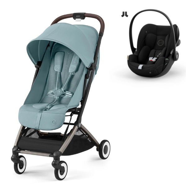 Poussette Cybex Orfeo - Châssis Taupe/ Stormy Blue + Coque Auto Cloud G i-Size - Moon Black