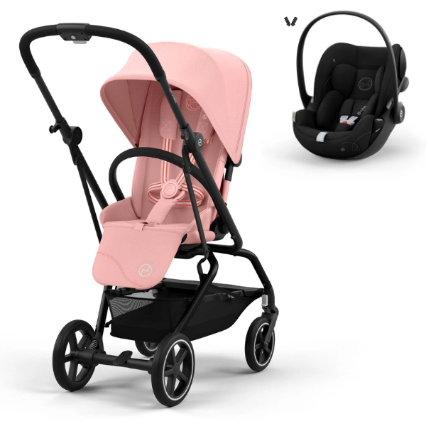 Poussette Cybex Eezy S Twist PLUS 2 - Châssis Black/ Candy Pink + Coque Auto Cloud G i-Size - Moon Black