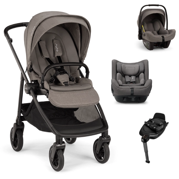 Nuna Swiv Stroller + Pipa Next Car Seat + Todl Next Car Seat - Granite + Base Next