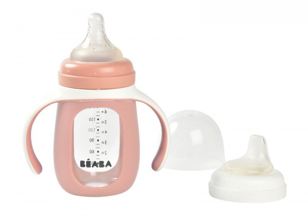 Beaba Glass Trainer Bottle - Old Pink