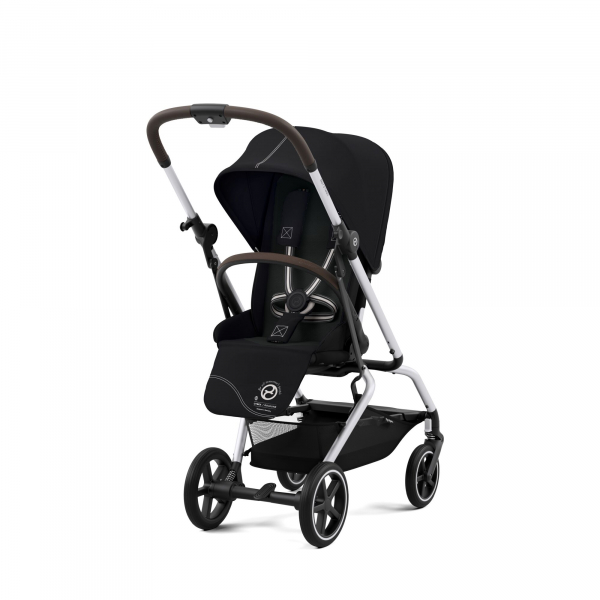 Cybex Eezy S Twist PLUS 2 Stroller - Silver Frame/ Moon Black Seat (2022)