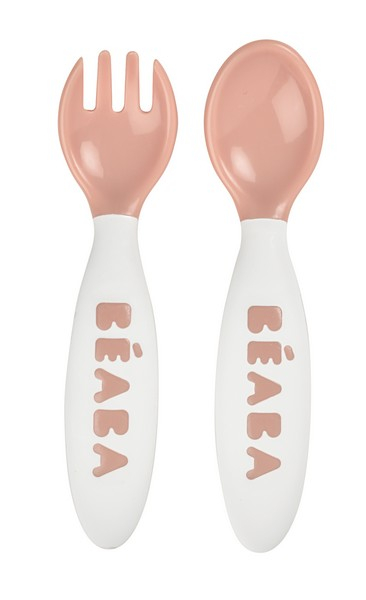 Béaba Second Age Ergonomic Cutlery Set - Old Pink
