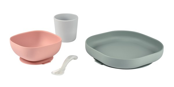 Set Vaisselle Silicone Béaba - Eucalyptus