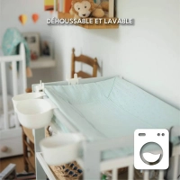 Grand matelas à langer avec housse gaze de coton gaufré 50x77x8.5 cm