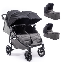 Poussette Double Baby Monsters Easy Twin 4 - Châssis Black + 2 Nacelles - Canopys Noir