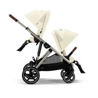 Poussette Double Cybex Gazelle S2 - Châssis Taupe + Nacelles - Seashell Beige