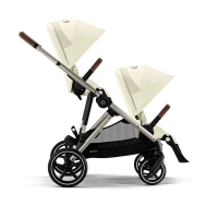 Poussette Double Cybex Gazelle S2 - Châssis Taupe + Nacelles - Seashell Beige