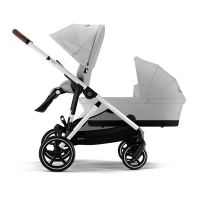 Poussette Double Cybex Gazelle S2 - Châssis Silver + Nacelles - Stone Grey