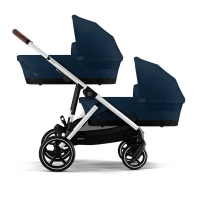 Poussette Double Cybex Gazelle S2 - Châssis Silver + Nacelles - Ocean Blue