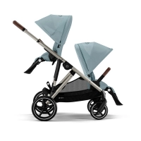 Poussette Double Cybex Gazelle S2 - Châssis Taupe + Nacelles - Stormy Blue