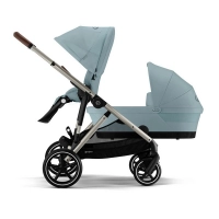 Poussette Double Cybex Gazelle S2 - Châssis Taupe + Nacelles - Stormy Blue