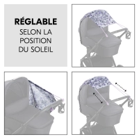 Pare soleil de poussette Pushchair Sunshade Floral Grey - Grey