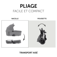 Poussette Hauck Vision X + Nacelle - Melange Grey