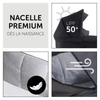 Poussette Hauck Saturn R + Nacelle - Melange Black
