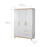 Chambre Roba Caro (Commode 3 Tiroirs) - Gris clair / Bois