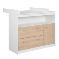 Chambre Roba Gabriella (Commode Large) - Blanc / Bois