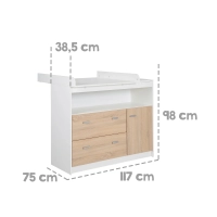 Chambre Roba Gabriella (Commode Large) - Blanc / Bois