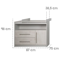 Chambre Roba Maren 2 (Commode Large) - Gris clair