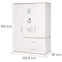Chambre Roba Moritz (Commode Large) - Blanc / Luna elm
