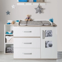 Chambre Roba Moritz (Commode Large) - Blanc / Luna elm